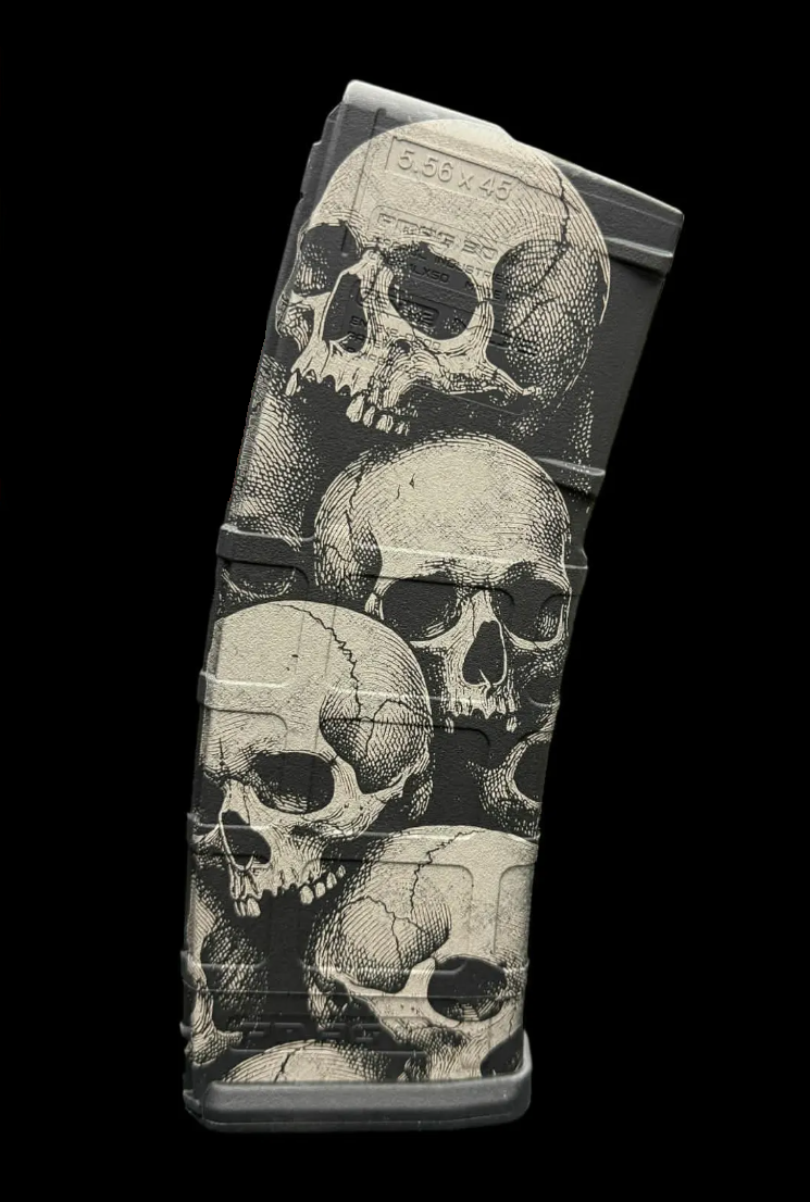 Custom PMAG Engraving — Skull Stack — Apex Coatings & Engraving