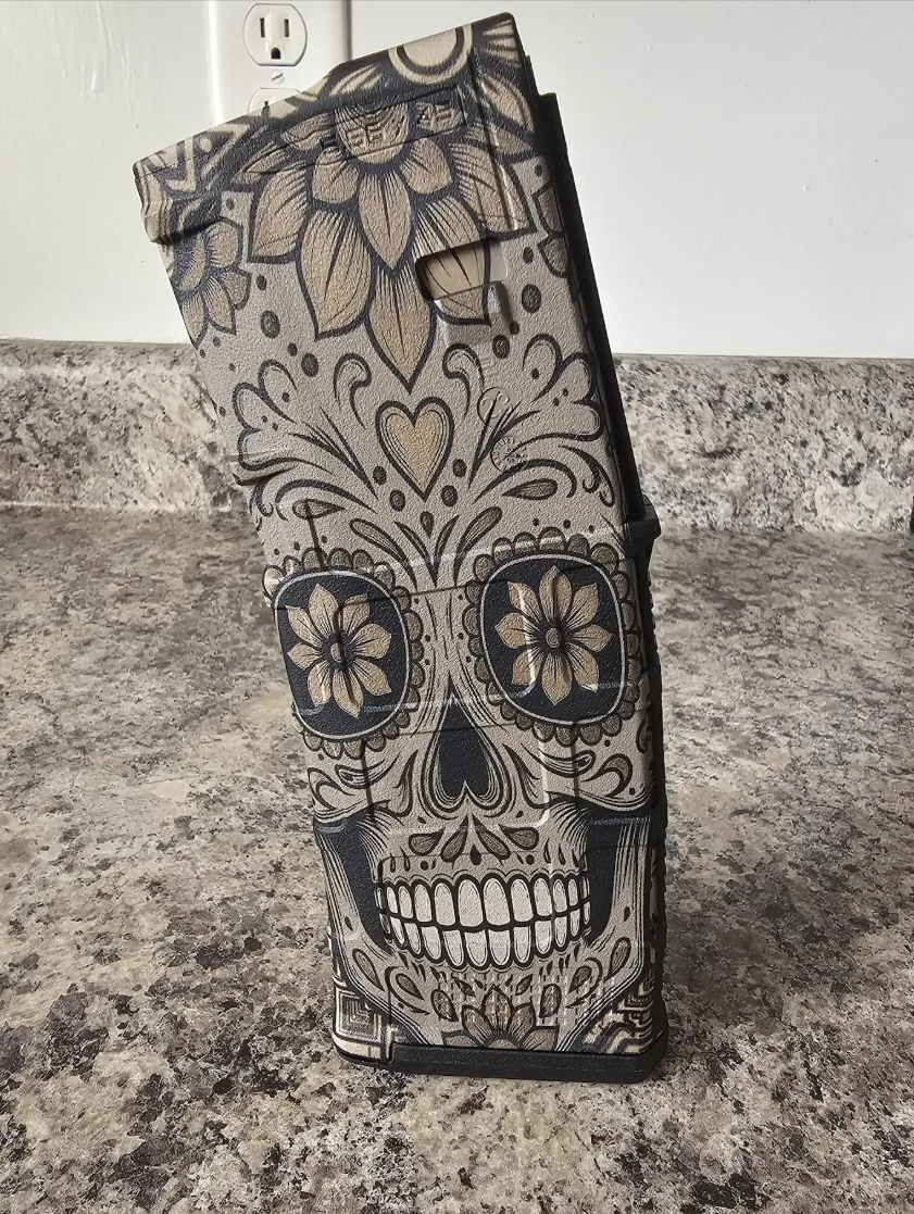 Custom PMAG Engraving — Sugar Skull — Apex Coatings & Engraving