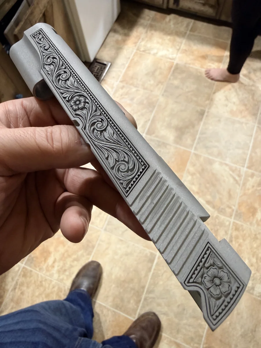 1911 Slide Floral Scroll Engraving — Apex Coatings & Engraving