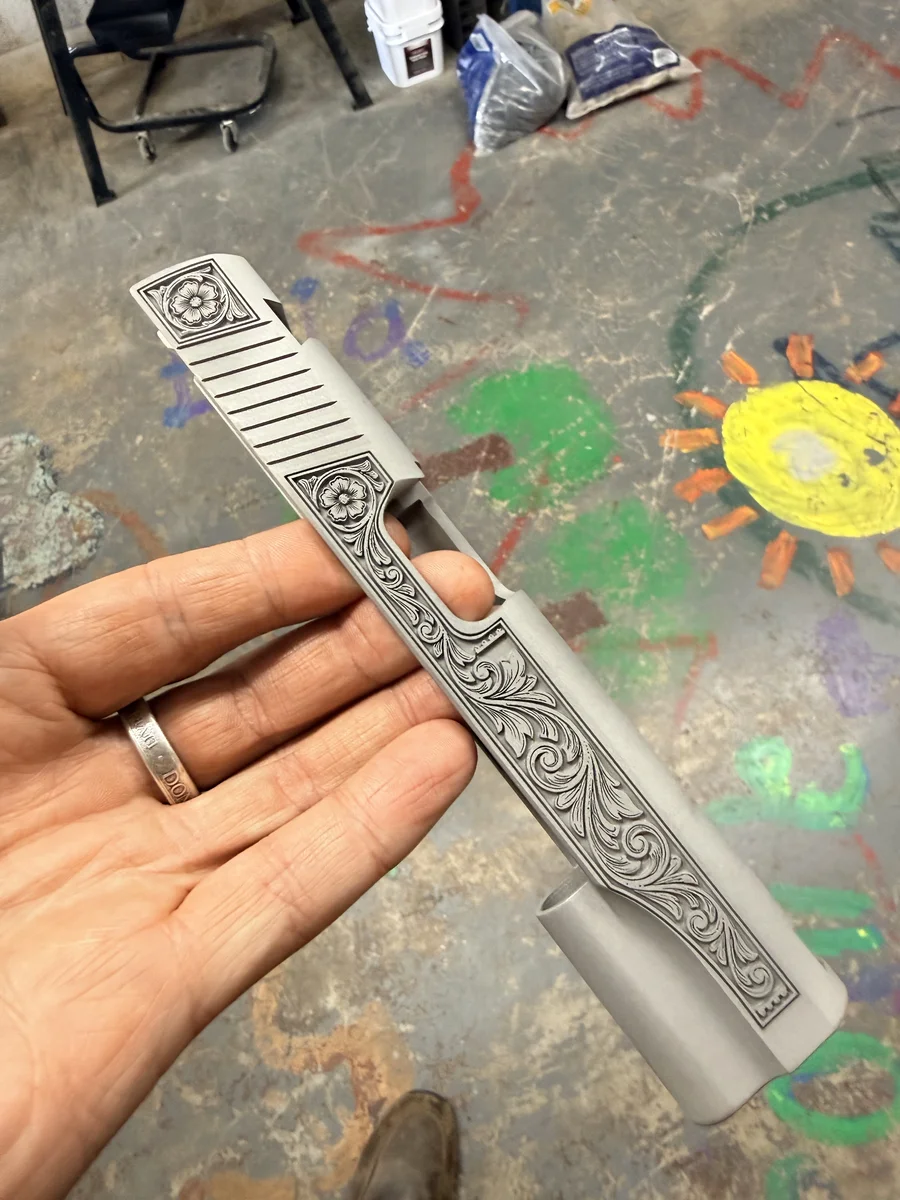 1911 Slide Floral Scroll Engraving — Apex Coatings & Engraving