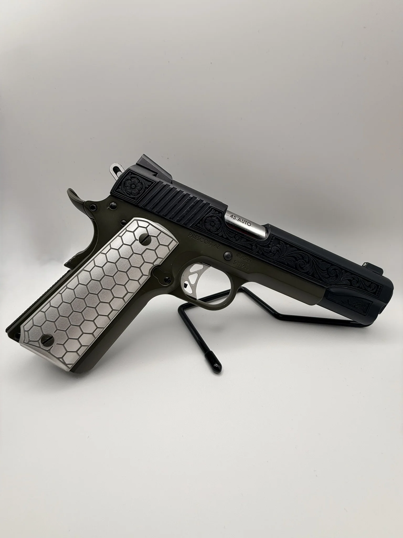 1911 Grip Panels — Satin Aluminum — Apex Coatings & Engraving